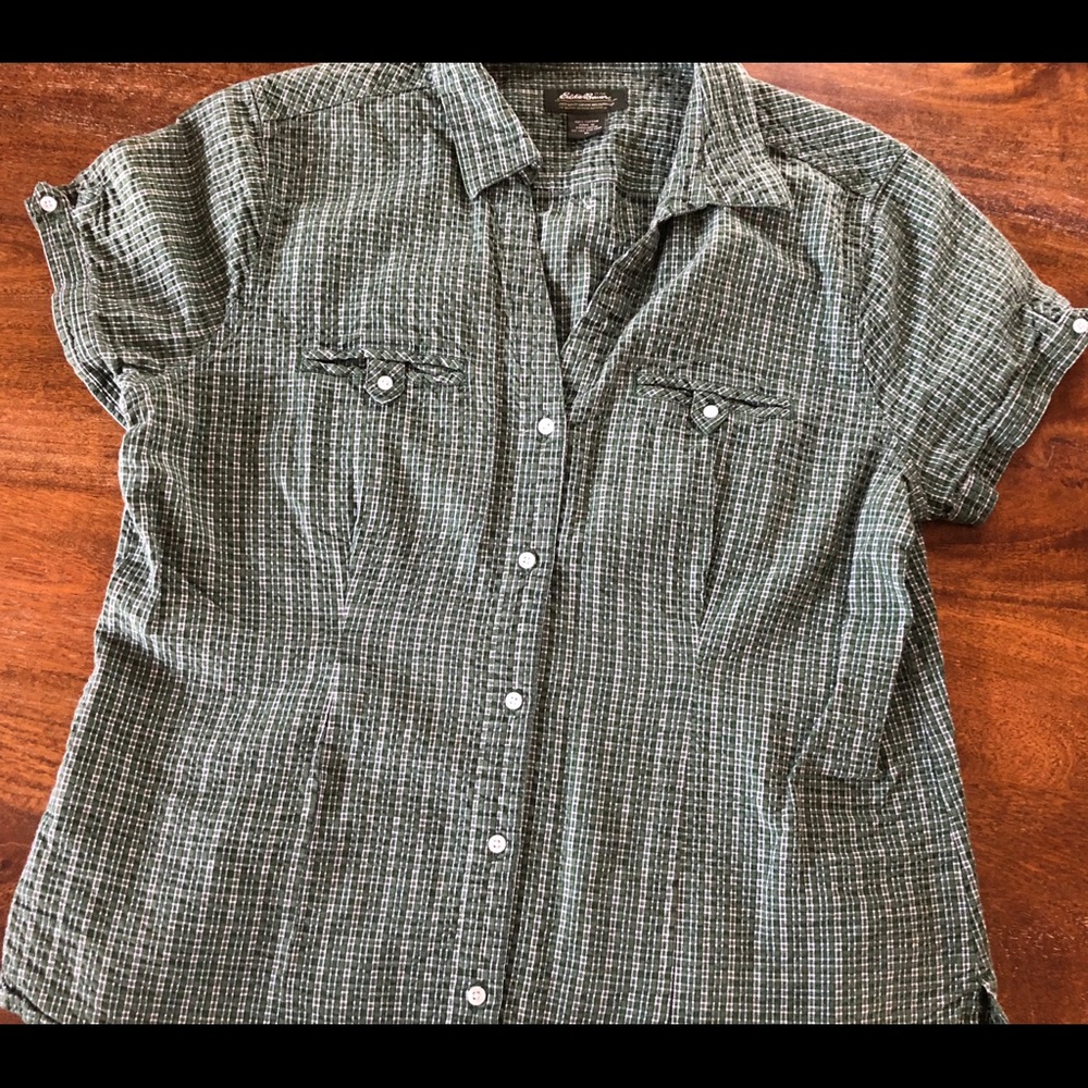 Eddie Bauer button down cap sleeve XL